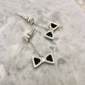 swarovski black crystal bow earrings